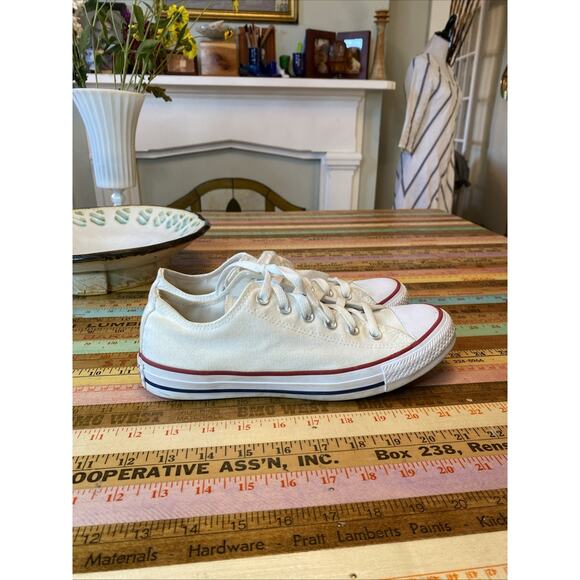 Converse All Star Sneaker Unisex Sz M6.5/W8.5 White Canvas Low Top Lace Up Shoe - Picture 6 of 13